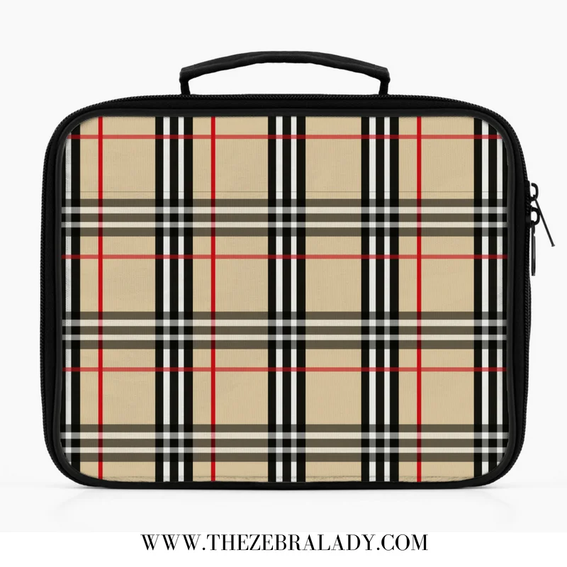 Tan Plaid Tartan Lunch Box THE ZEBRA LADY